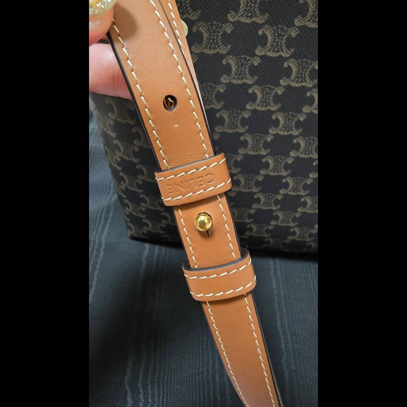 CELINE SOFT SHOPPER BAG IN TRIOMPHE CANVAS AND CALFSKIN 標誌印花及牛皮革柔軟購物袋 肩背包 斜背包 全新品-7