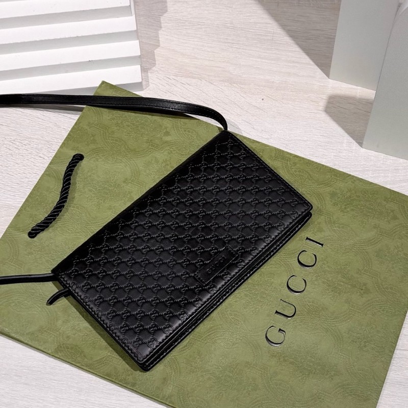 Gucci古馳黑色全皮壓花woc斜背包-0