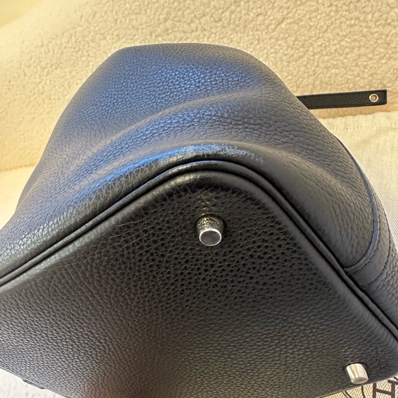 HERMES愛馬仕 黑銀菜籃子22手提包 👜A刻-14