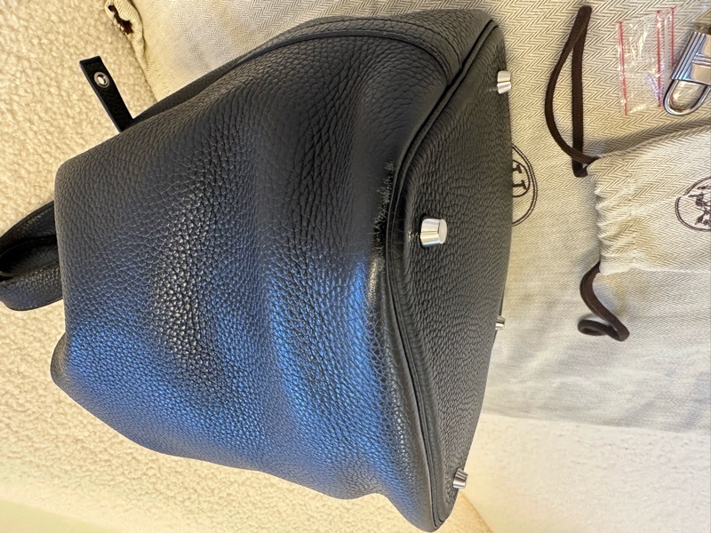 HERMES愛馬仕 黑銀菜籃子22手提包 👜A刻-15