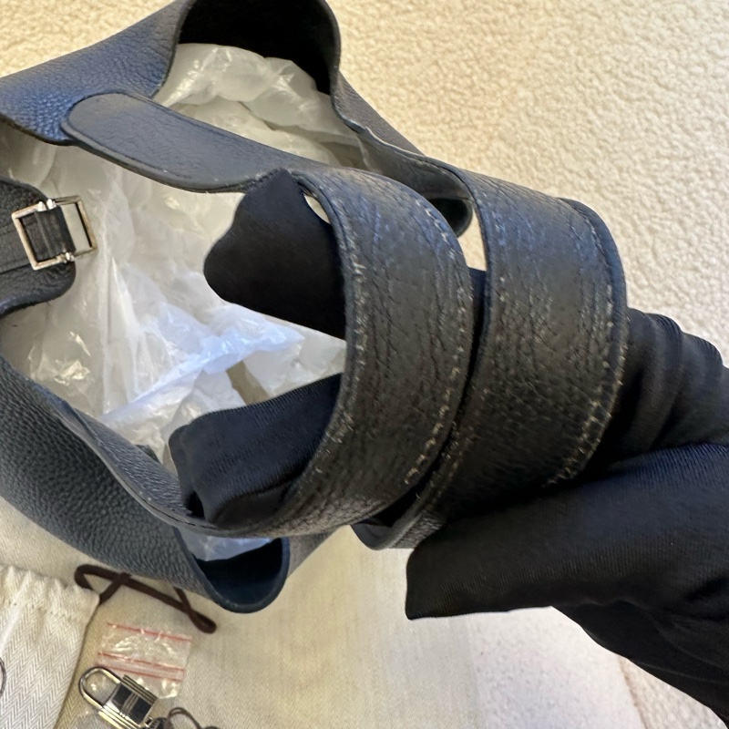 HERMES愛馬仕 黑銀菜籃子22手提包 👜A刻-18