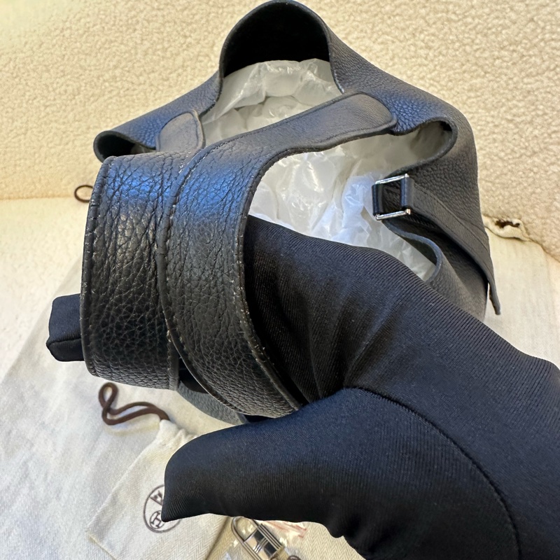 HERMES愛馬仕 黑銀菜籃子22手提包 👜A刻-19