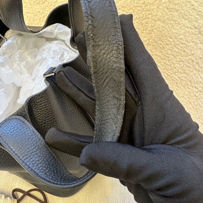 HERMES愛馬仕 黑銀菜籃子22手提包 👜A刻-20