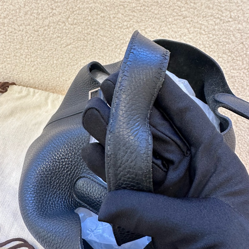 HERMES愛馬仕 黑銀菜籃子22手提包 👜A刻-21