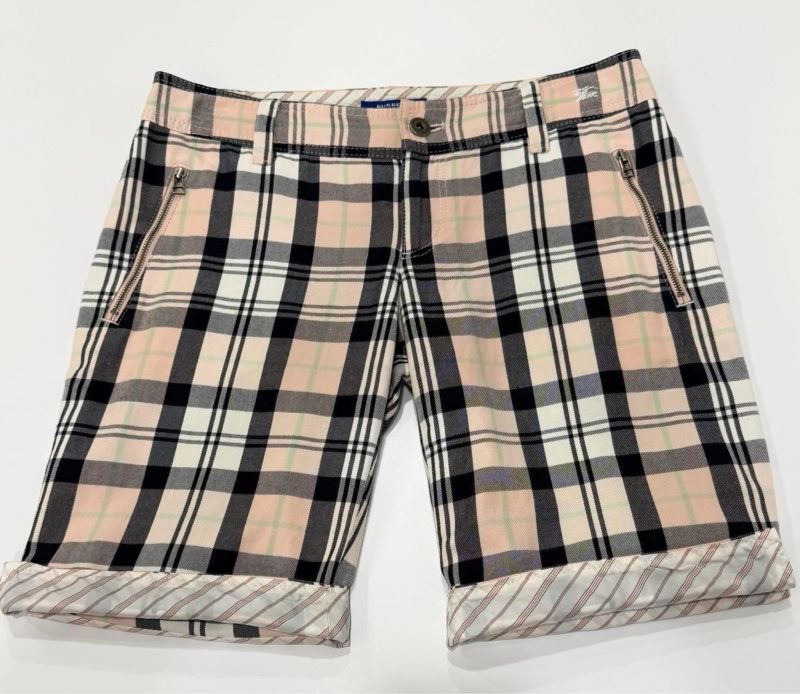 BURBERRY 藍標 粉格拉鏈口袋戰馬休閒短褲-6