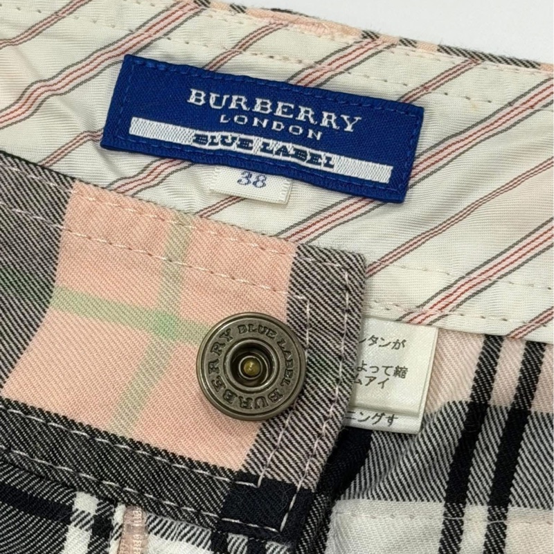 BURBERRY 藍標 粉格拉鏈口袋戰馬休閒短褲-8
