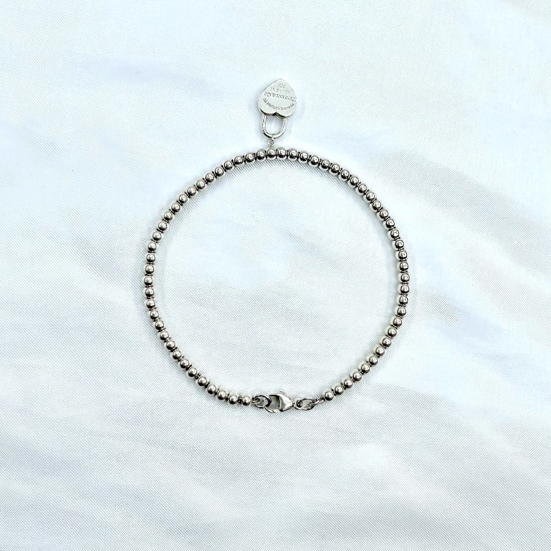 Tiffany & CO. 愛心圓珠手鍊 腕周16.7cm 925銀-3