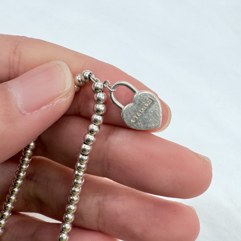 Tiffany & CO. 愛心圓珠手鍊 腕周16.7cm 925銀-5