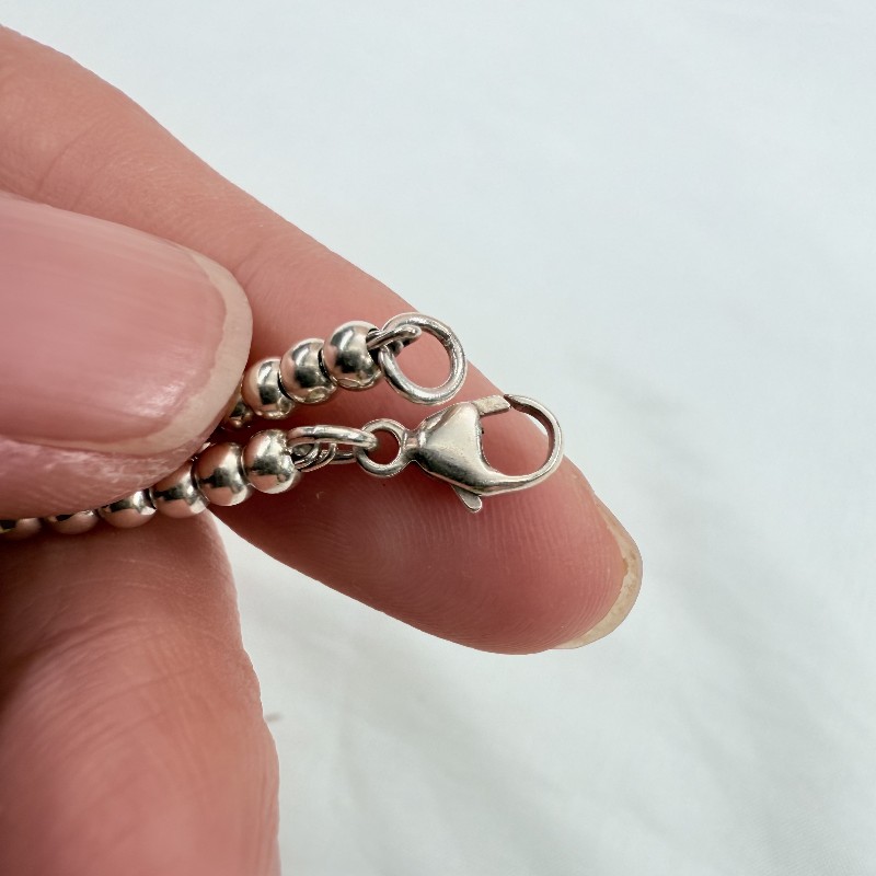 Tiffany & CO. 愛心圓珠手鍊 腕周16.7cm 925銀-7