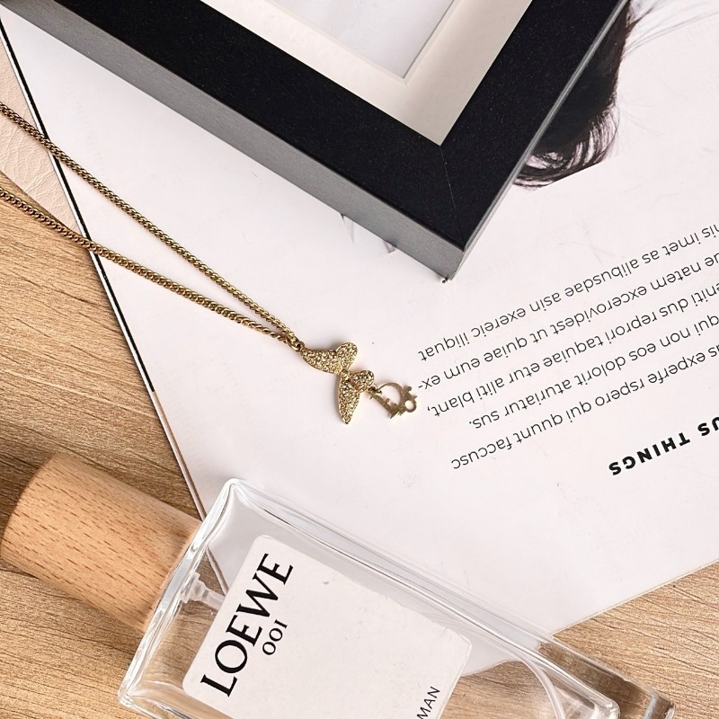 Dior迪奧 金色金屬蝴蝶項鍊 鏈長42cm-4