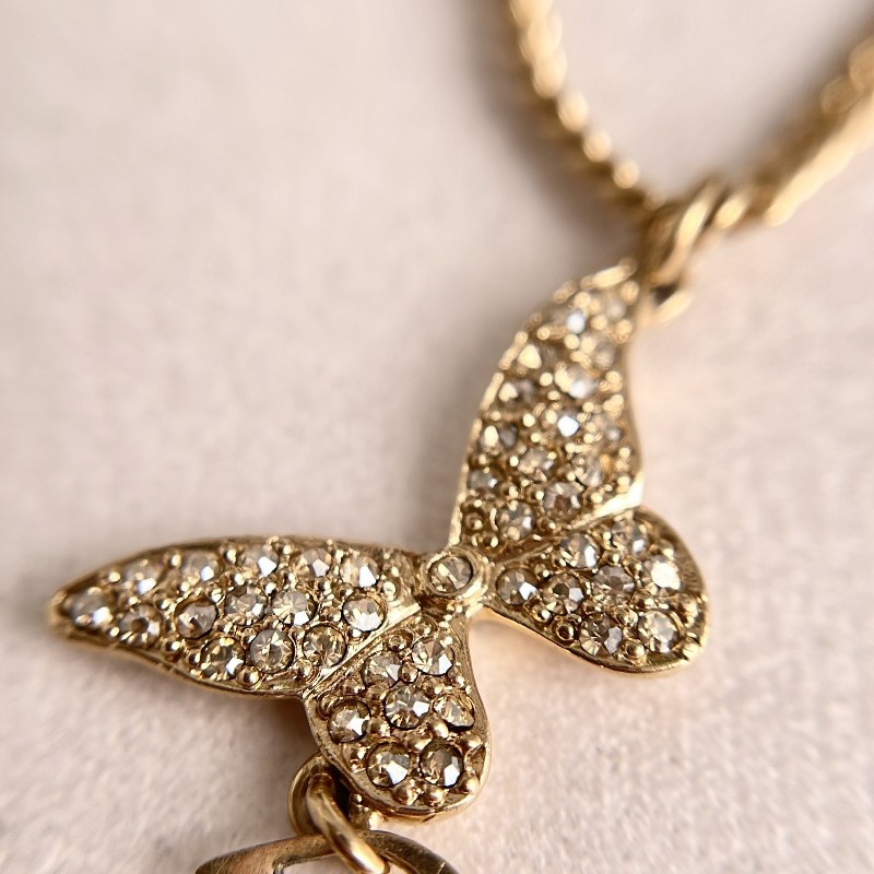 Dior迪奧 金色金屬蝴蝶項鍊 鏈長42cm-8