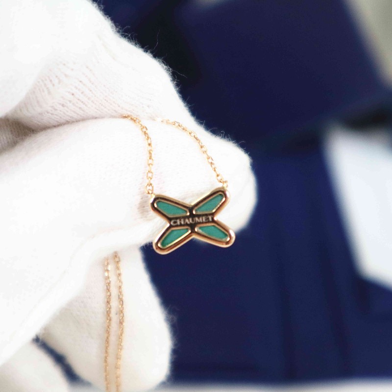 CHAUMET 尚美 孔雀石 緣系一生項鍊 玫瑰金-4