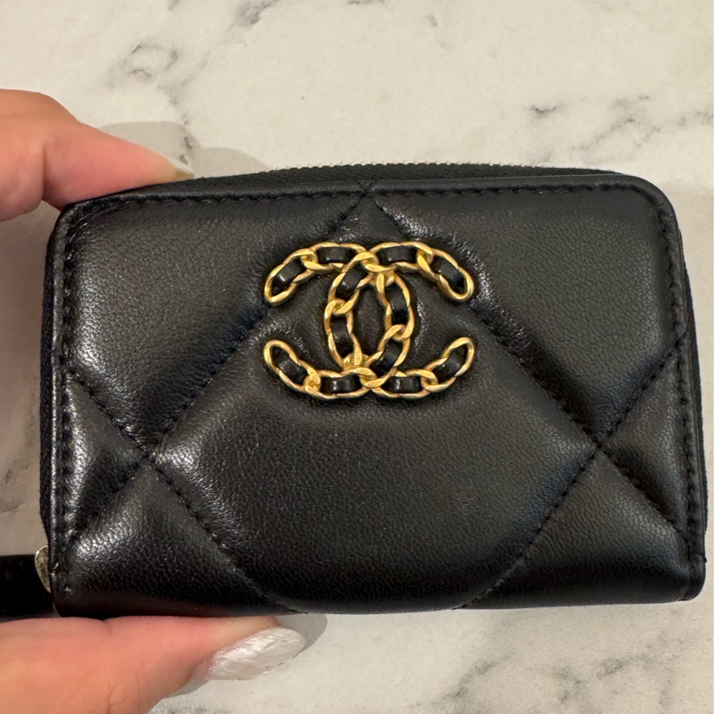 Chanel黑色19ㄇ拉零錢包-15
