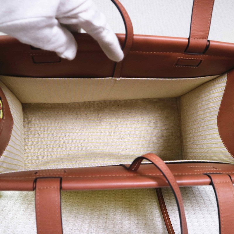 LOEWE  Cushion Tote 帆布購物袋 焦糖拼檸檬黃-7