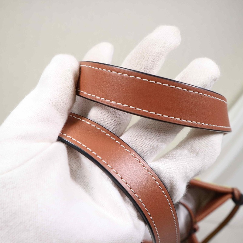 LOEWE  Cushion Tote 帆布購物袋 焦糖拼檸檬黃-8