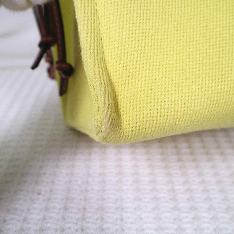 LOEWE  Cushion Tote 帆布購物袋 焦糖拼檸檬黃-10