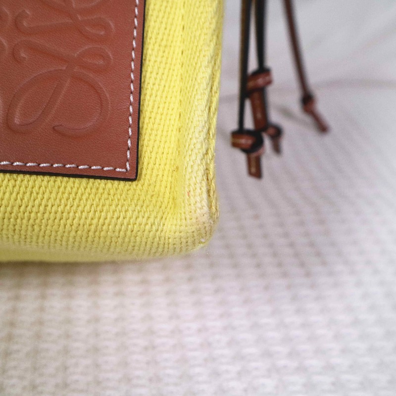 LOEWE  Cushion Tote 帆布購物袋 焦糖拼檸檬黃-11