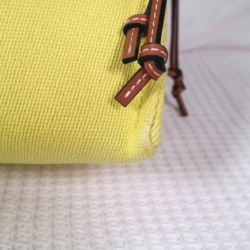 LOEWE  Cushion Tote 帆布購物袋 焦糖拼檸檬黃-13