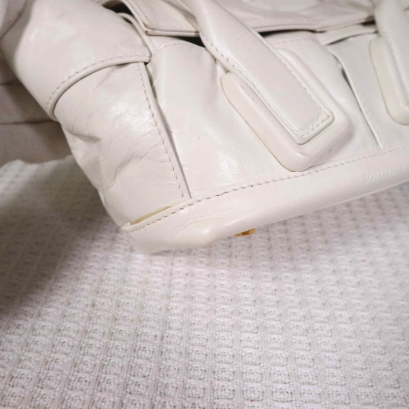 BV  ARCO 29  奶油白內拼金棕油蠟皮 可拆卸肩帶-11