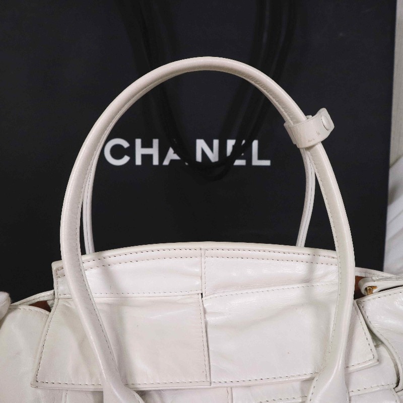 BV  ARCO 29  奶油白內拼金棕油蠟皮 可拆卸肩帶-13