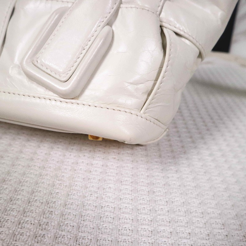 BV  ARCO 29  奶油白內拼金棕油蠟皮 可拆卸肩帶-16