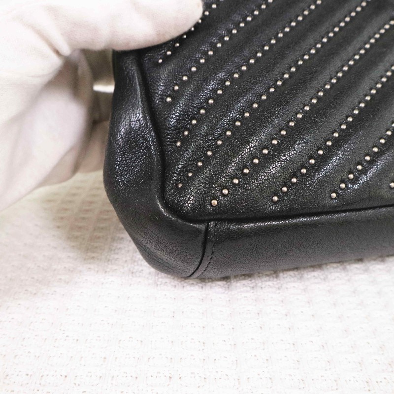 YSL  College 郵差包，限量鉚釘款經典MONOGRAM 斜紋魚子醬顆粒小牛皮-9