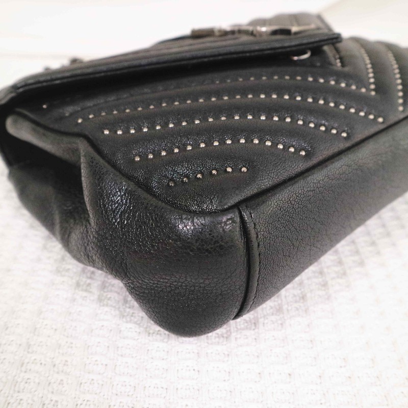 YSL  College 郵差包，限量鉚釘款經典MONOGRAM 斜紋魚子醬顆粒小牛皮-12