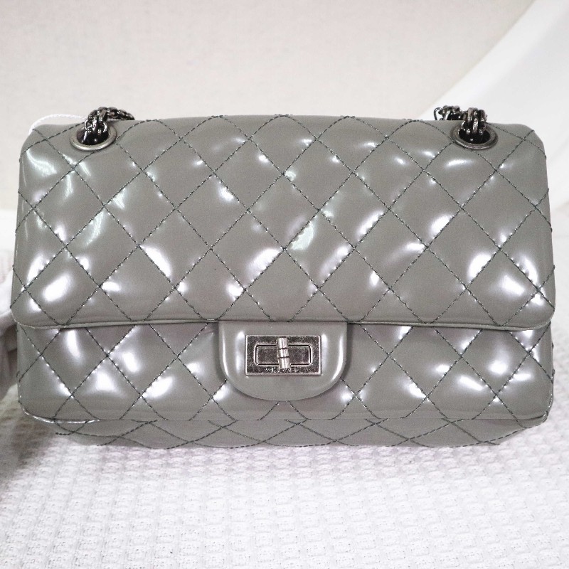 CHANEL  2.55系列 鏈條包 灰綠色-7