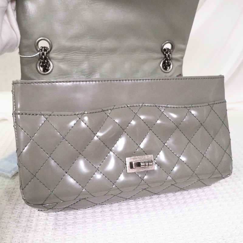 CHANEL  2.55系列 鏈條包 灰綠色-18