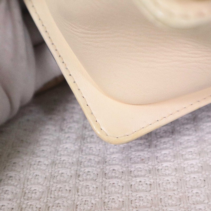 CHANEL 奶油白拼黑白 中號 LEBOY 鏈條包 絕版限量款-23