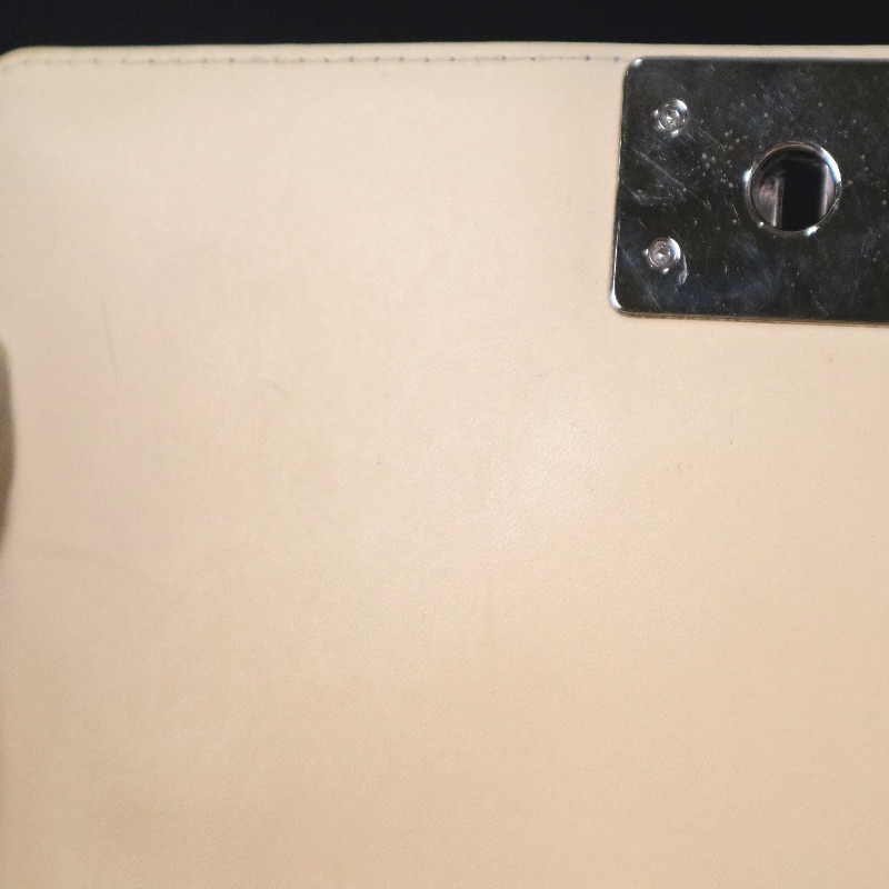 CHANEL 奶油白拼黑白 中號 LEBOY 鏈條包 絕版限量款-27