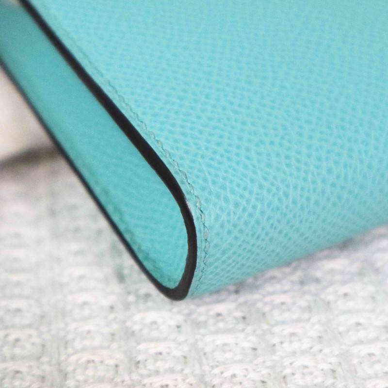 HERMES 愛馬仕 CLIC16 斜背包 U2/Zephyr Blue/微風藍+內拼松柏綠+銀扣-9