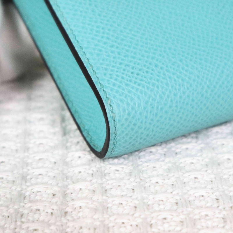 HERMES 愛馬仕 CLIC16 斜背包 U2/Zephyr Blue/微風藍+內拼松柏綠+銀扣-11