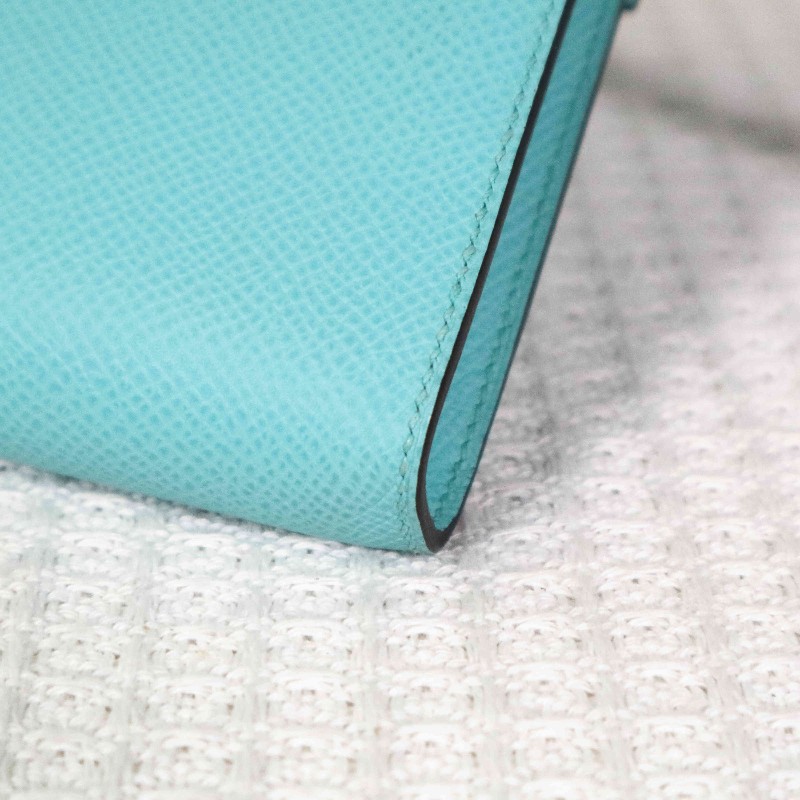 HERMES 愛馬仕 CLIC16 斜背包 U2/Zephyr Blue/微風藍+內拼松柏綠+銀扣-12