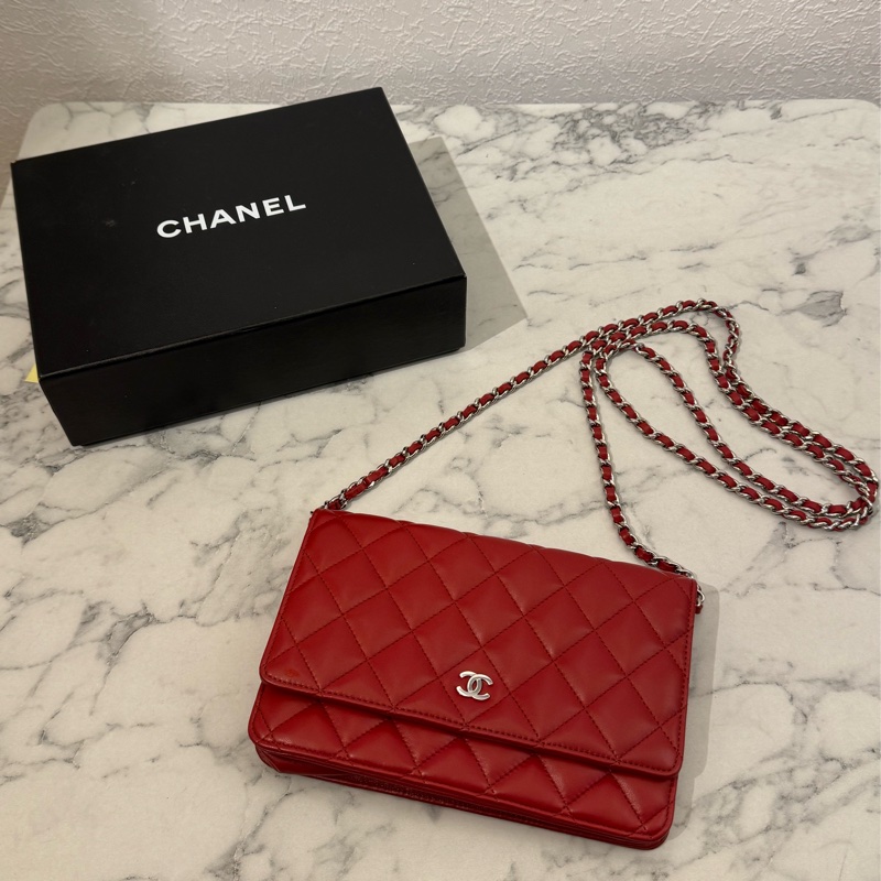 chanel紅菱格銀雙C woc  價格甜到不行✨✨-0