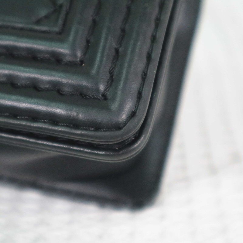 CHANEL 小號 BOY 黑銀鏈條包菱格紋牛皮 肩背包斜背包-9