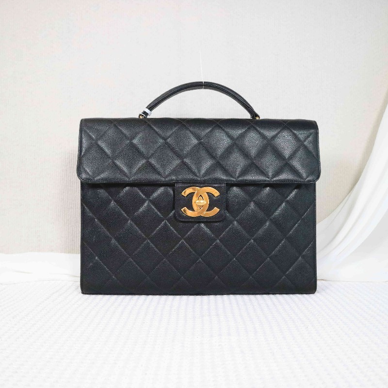 Chanel 魚子醬牛皮 黑金 Kelly 貝嫂包 手提包-0