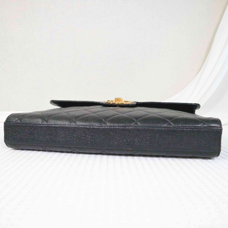 Chanel 魚子醬牛皮 黑金 Kelly 貝嫂包 手提包-4