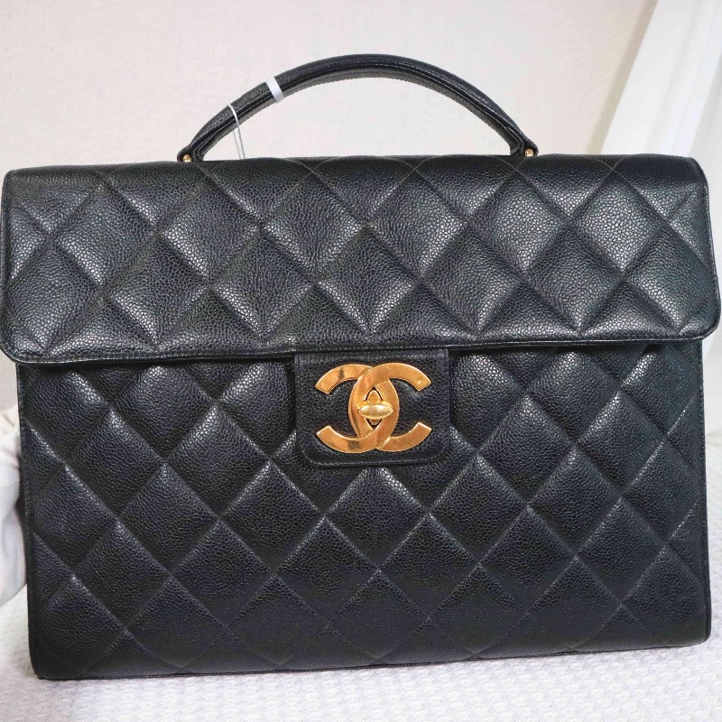 Chanel 魚子醬牛皮 黑金 Kelly 貝嫂包 手提包-6