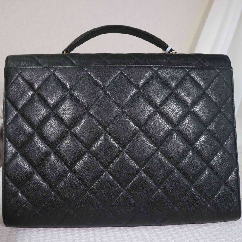 Chanel 魚子醬牛皮 黑金 Kelly 貝嫂包 手提包-7