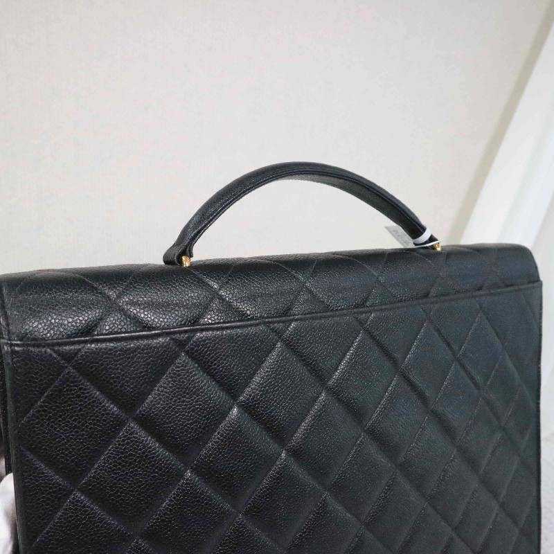 Chanel 魚子醬牛皮 黑金 Kelly 貝嫂包 手提包-8