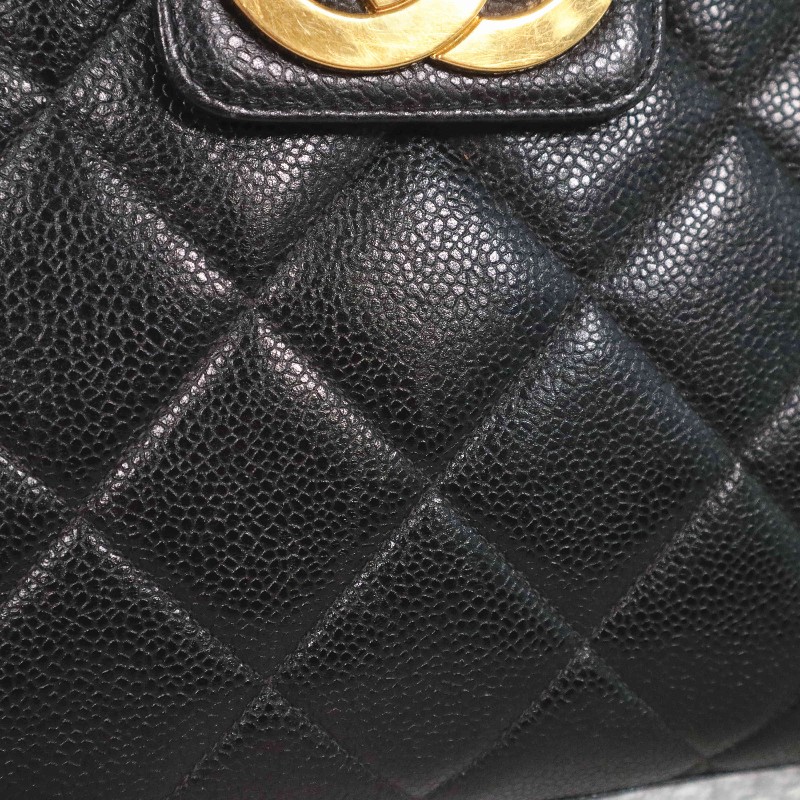 Chanel 魚子醬牛皮 黑金 Kelly 貝嫂包 手提包-10