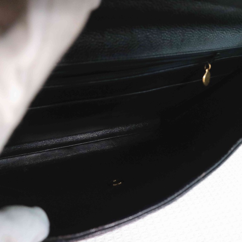 Chanel 魚子醬牛皮 黑金 Kelly 貝嫂包 手提包-12