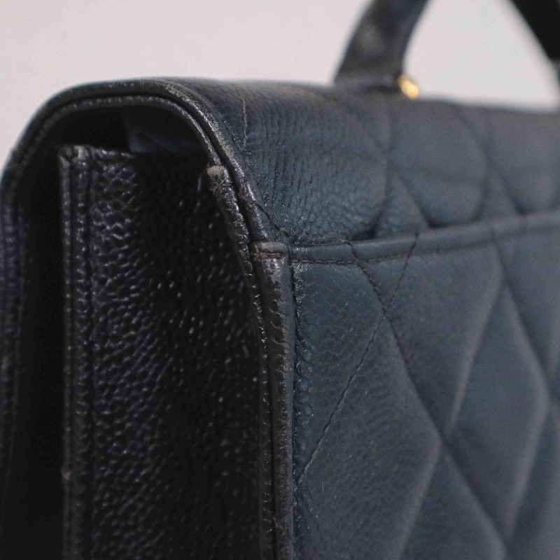 Chanel 魚子醬牛皮 黑金 Kelly 貝嫂包 手提包-25