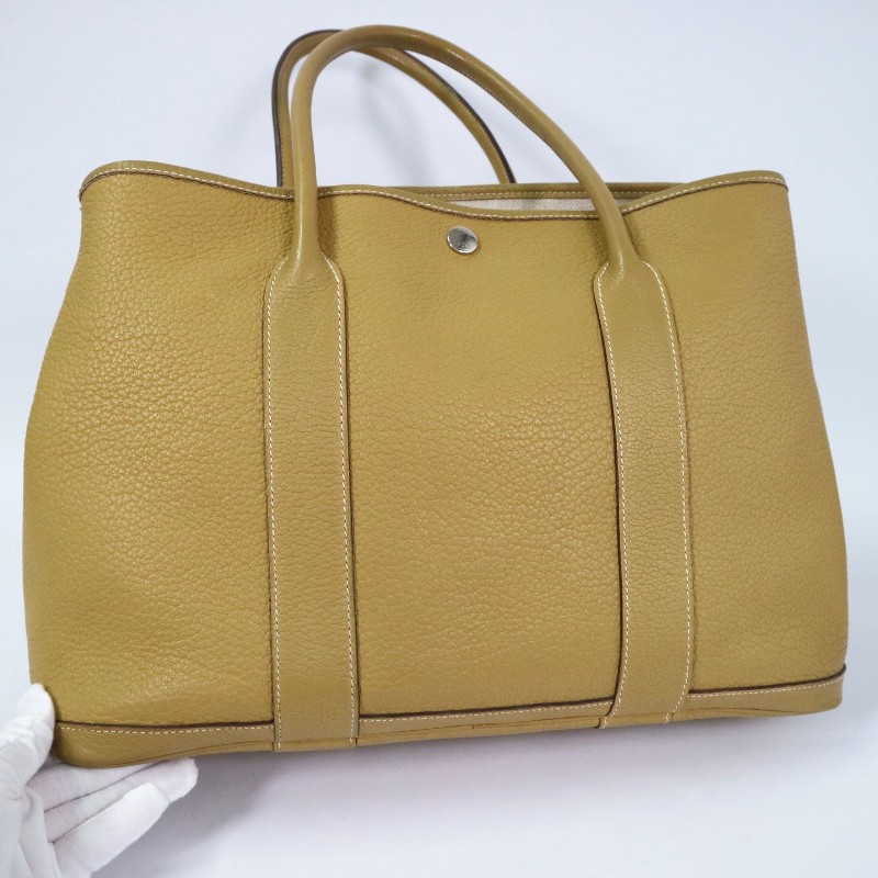 HERMES Garden Party 36 手提包 6D黃綠色-7