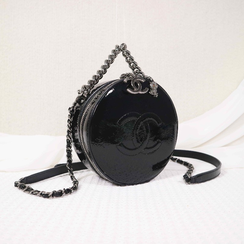 Chanel  限定款 黑色滿鑽貓頭鷹吊墜 晚宴包圓餅包鏈條包-1
