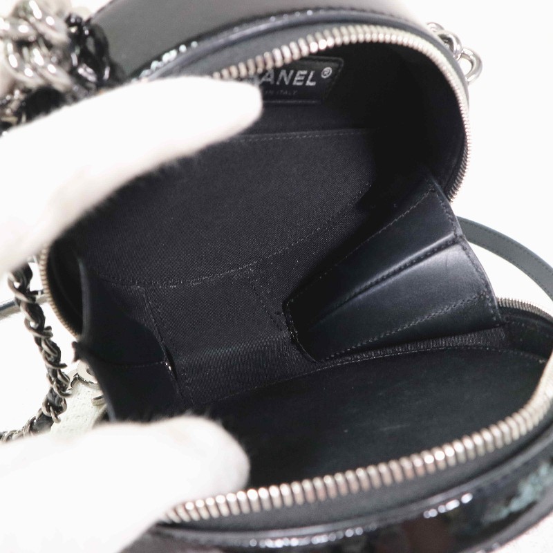 Chanel  限定款 黑色滿鑽貓頭鷹吊墜 晚宴包圓餅包鏈條包-15