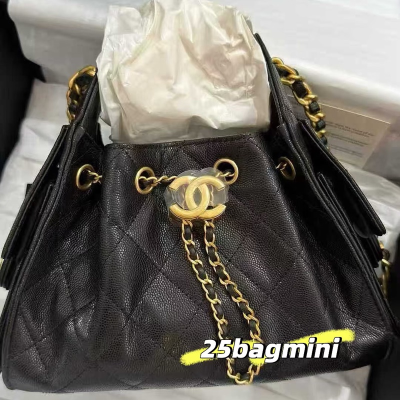 Chanel 26C 全新 Hobo 荔枝牛皮 黑金 Mini-4