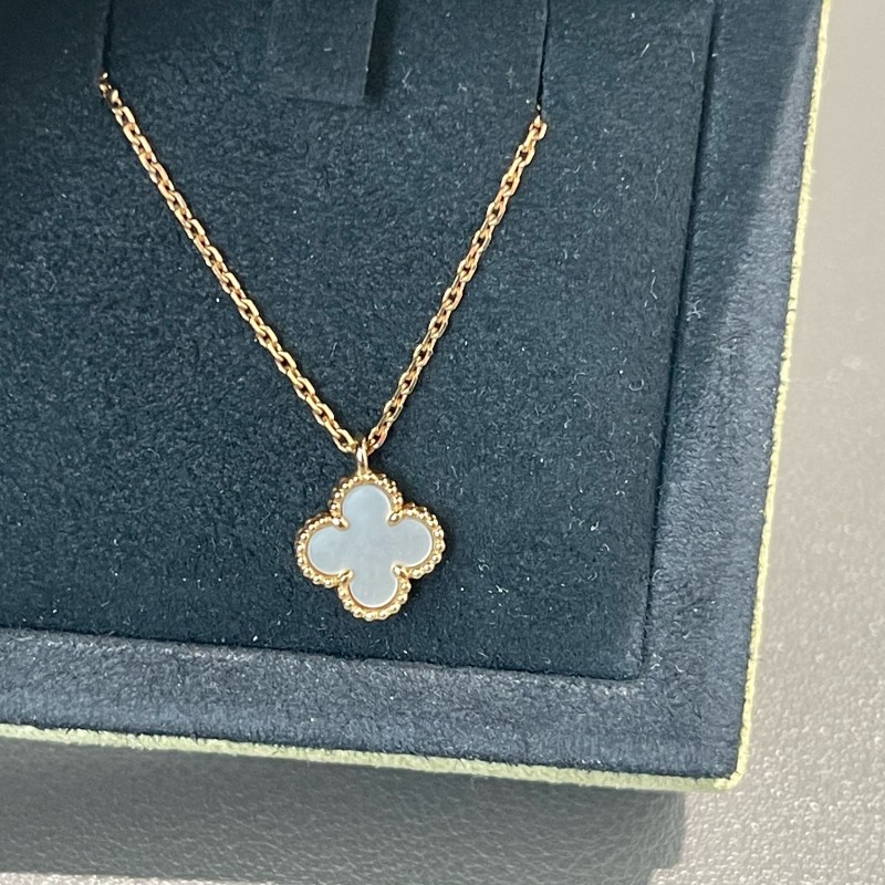 Vca/梵克雅寶 四葉草 幸運系列 項鍊  小號 白貝母 18k金-3
