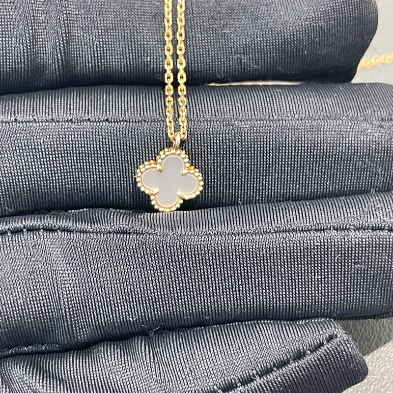 Vca/梵克雅寶 四葉草 幸運系列 項鍊  小號 白貝母 18k金-5